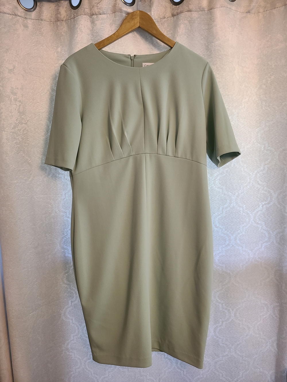 Calvin Klein Sage Green Midi Sheath Dress